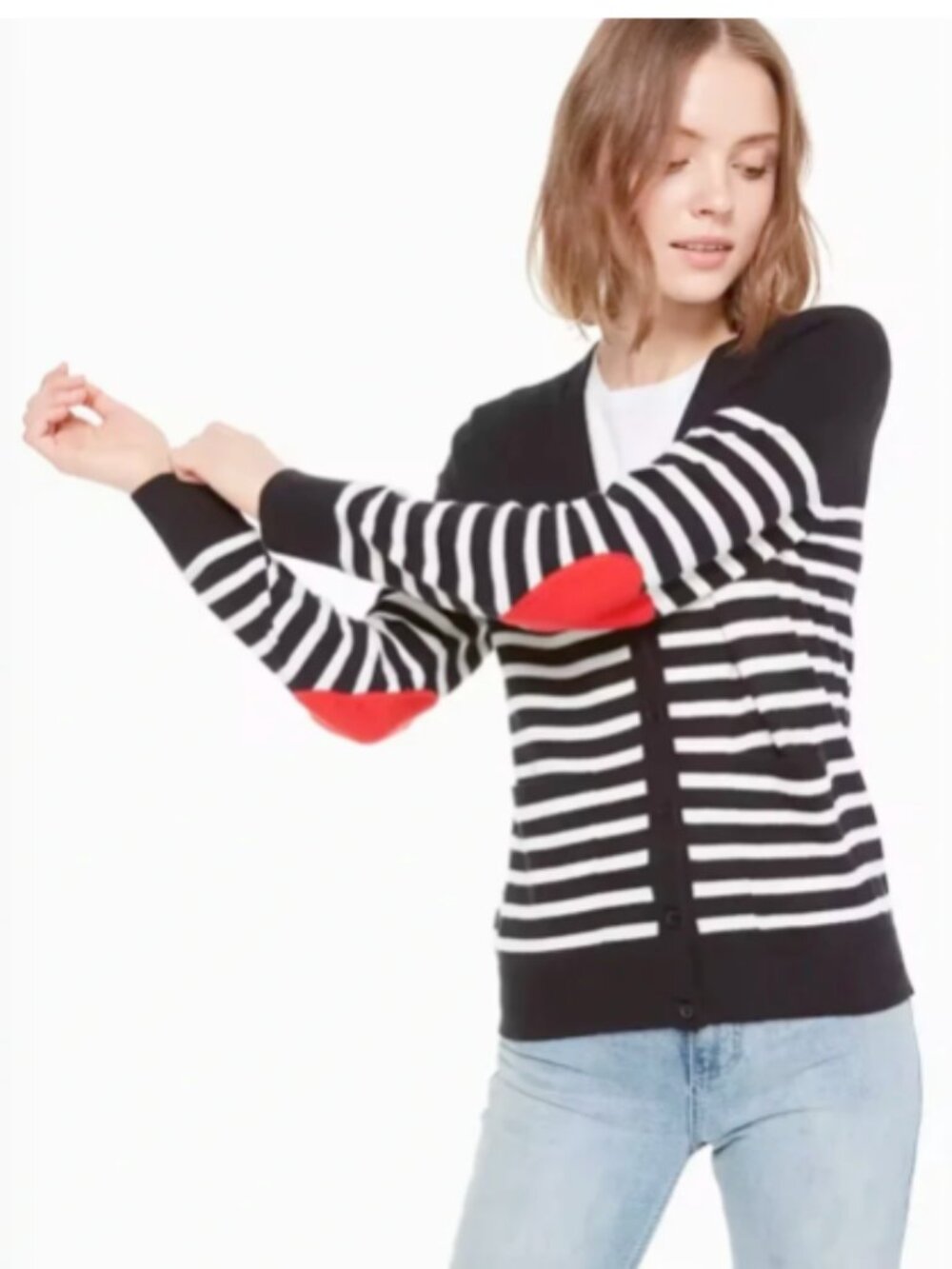 Kate Spade Heart Patch Stripe Cardigan